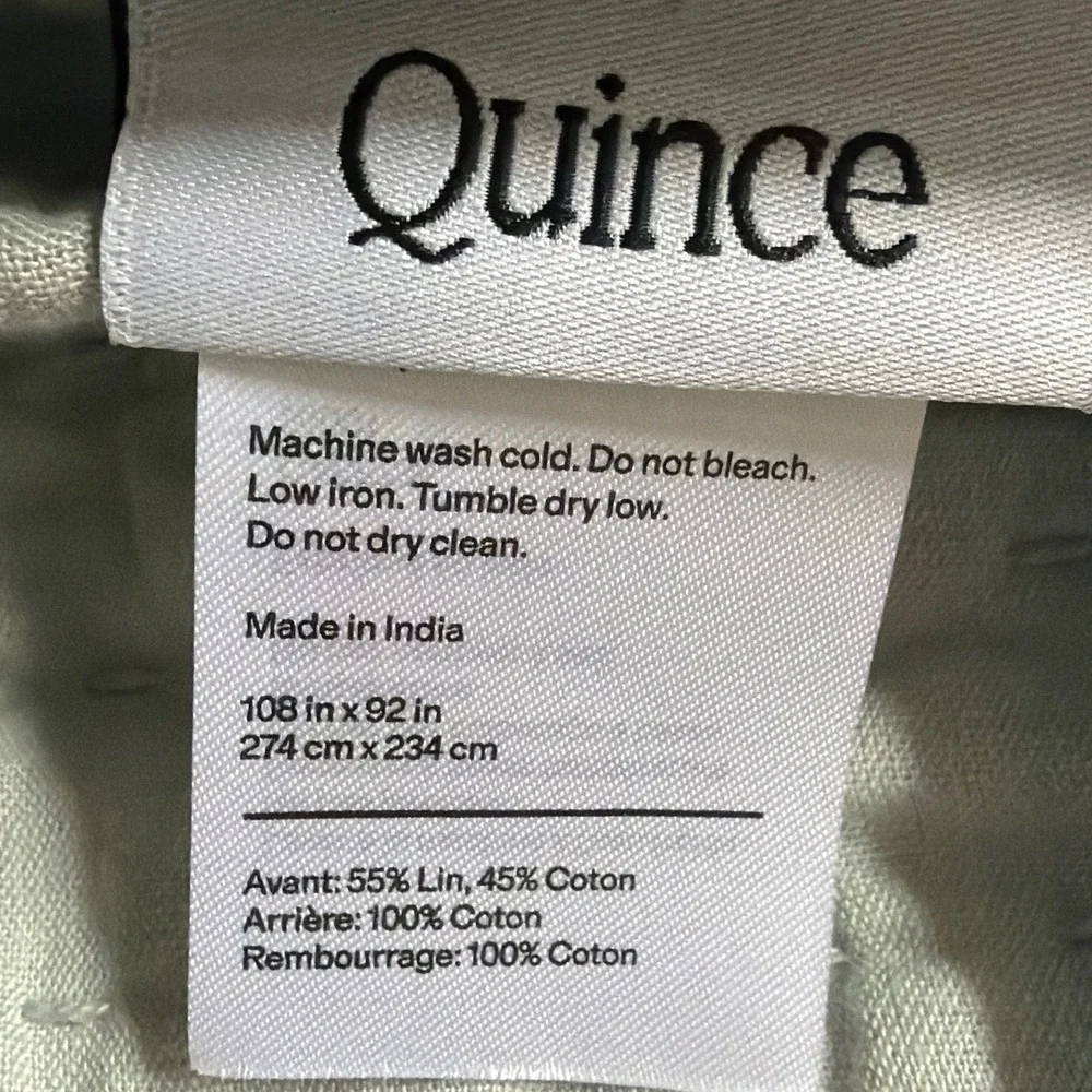 Quince European Linen Cotton Stitch Quilt Set King Cal King Mist Bedding 3pc NEW